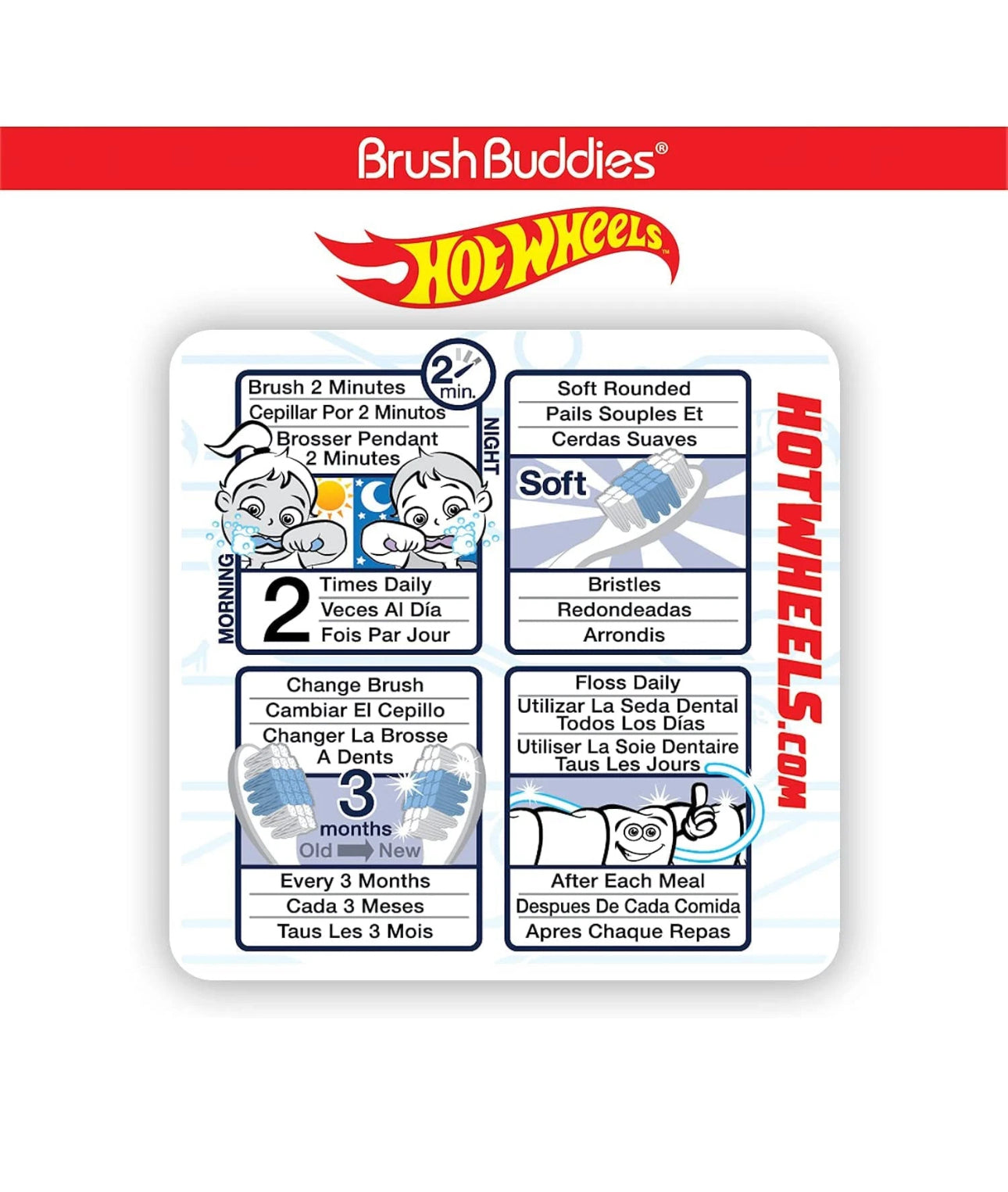 Hot Wheels Multicolor Kids Toothbrush Pack of 6 - Soft Bristle for Toddlers