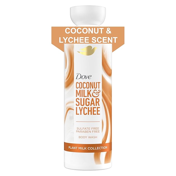 Dove Plant Milk Cleansing Body Wash - Choose Your Scent (Oat Milk & Berry Brulee, Almond Milk & Green Apple, Coconut Milk & Sugar Lychee, Turmeric & Lemon), 17.5 fl oz