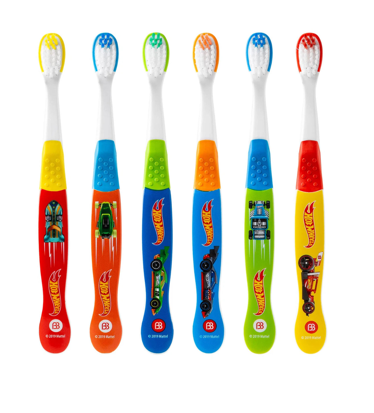 Hot Wheels Multicolor Kids Toothbrush Pack of 6 - Soft Bristle for Toddlers