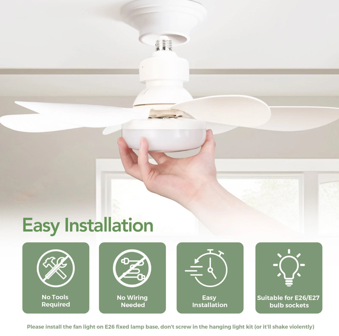 20'' Ceiling Fan with Light 40W Fan Light with Remote APP Control Adjustable