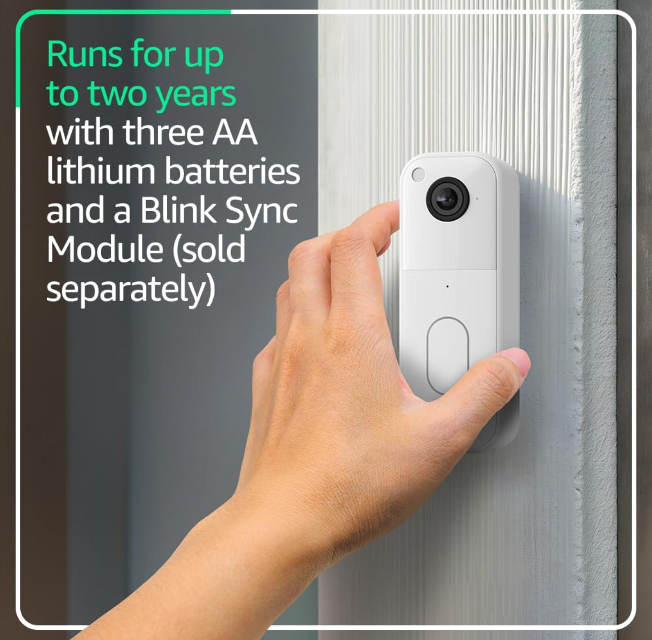 Blink Video Doorbell (newest model) – Head-to-toe HD view, two-year battery life, and edge AI processing. Required Sync Module not included – Add-On (White)