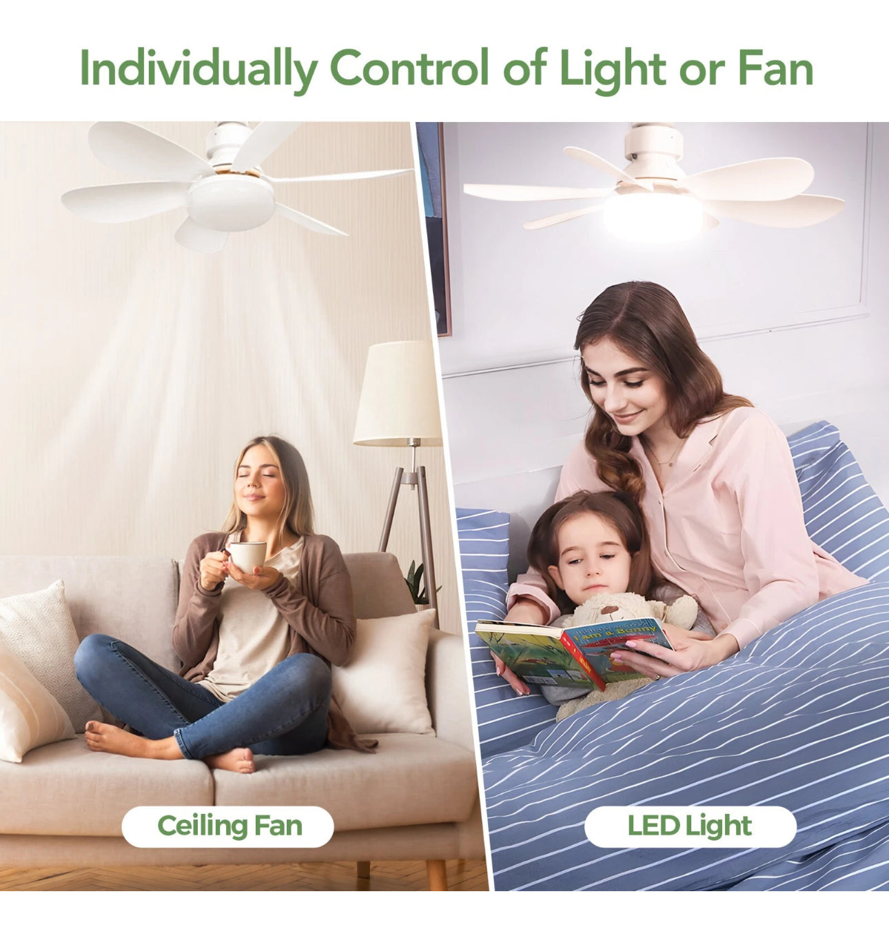 20'' Ceiling Fan with Light 40W Fan Light with Remote APP Control Adjustable