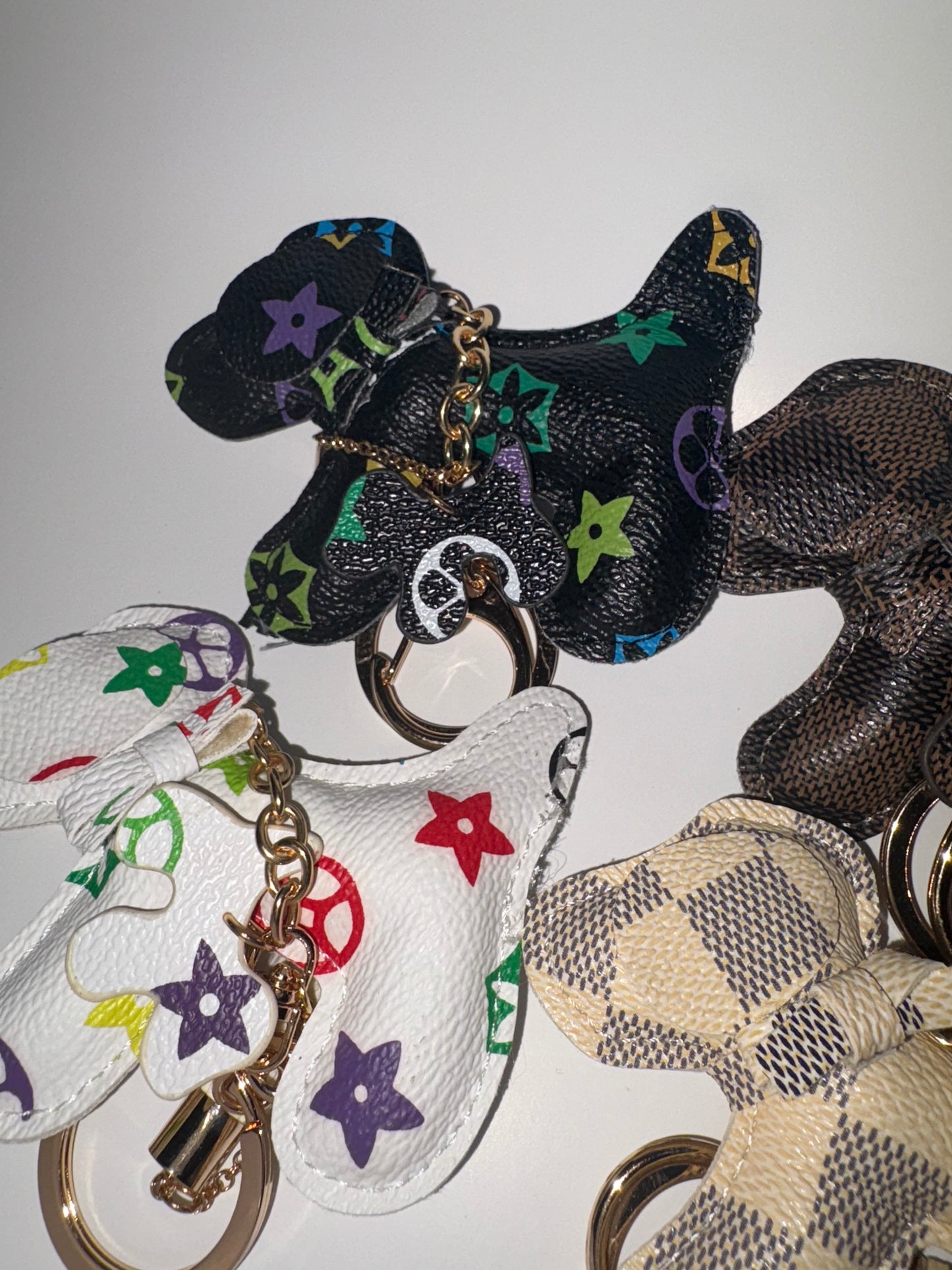 Luxury Dog Key Chain Leather Lanyard Bag Charms Keyring Women Car Keychain