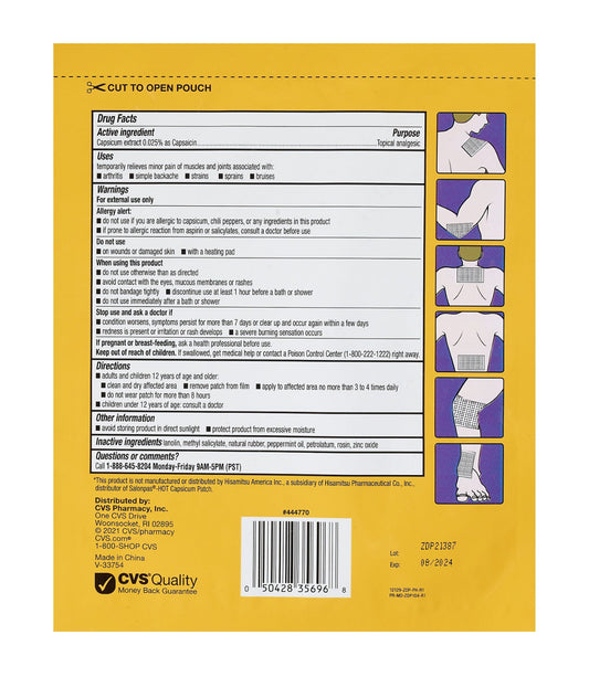 CVS Health Medicated Heat Patch, Capsicum Treatment, Large (pack of 2)