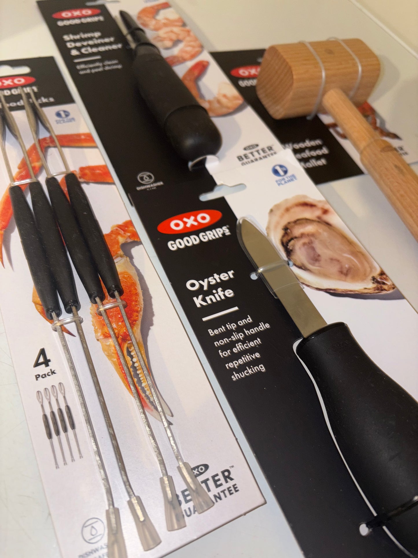 OXO Good Grips Seafood Bundle ( Shrimp Deveiner, Mallet, Oyster Knife, Picks )