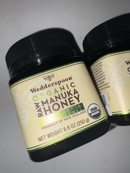 Wedderspoon Organic Raw Manuka Honey 2-Pack (KFactor 16, 8.8 oz each)