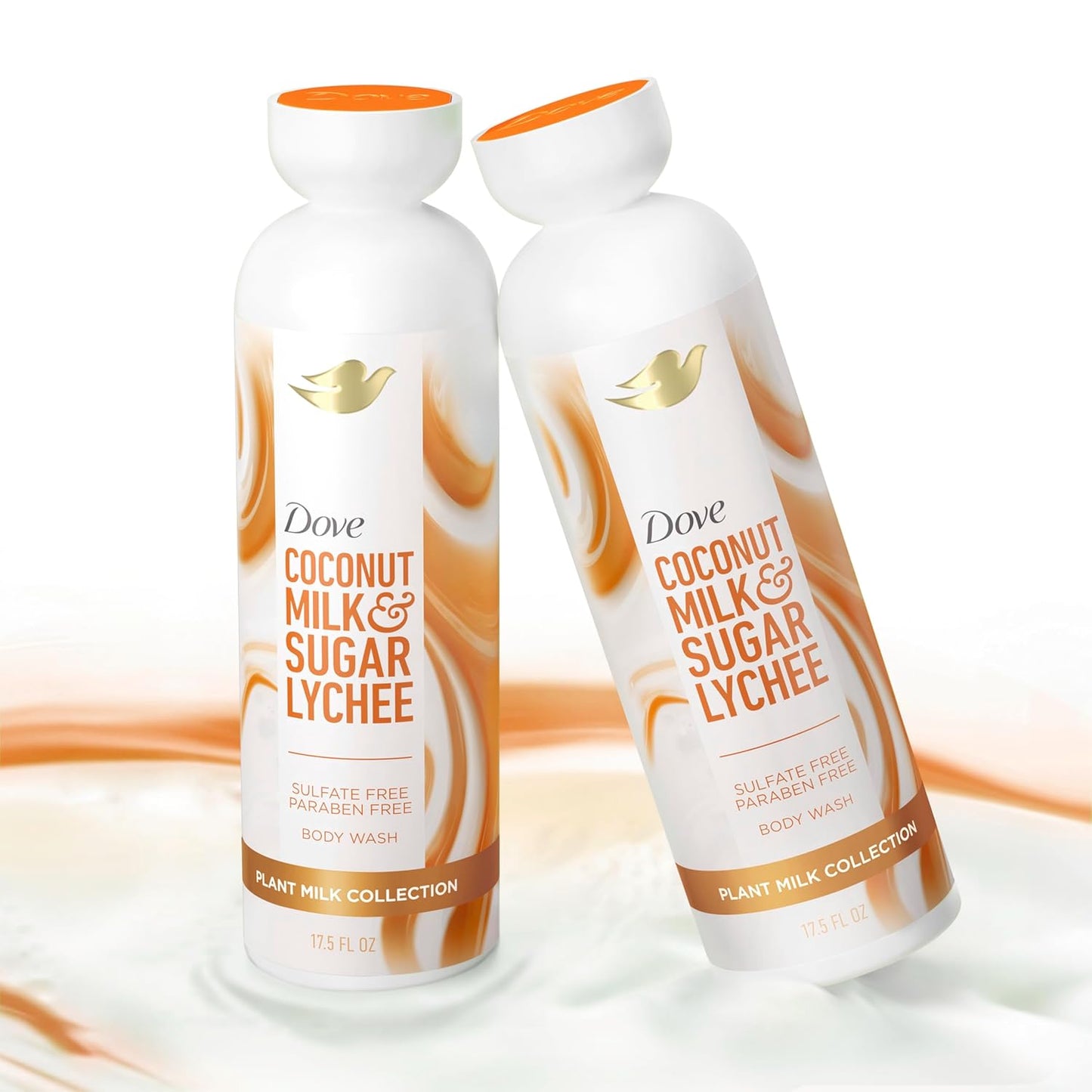 Dove Plant Milk Cleansing Body Wash - Choose Your Scent (Oat Milk & Berry Brulee, Almond Milk & Green Apple, Coconut Milk & Sugar Lychee, Turmeric & Lemon), 17.5 fl oz