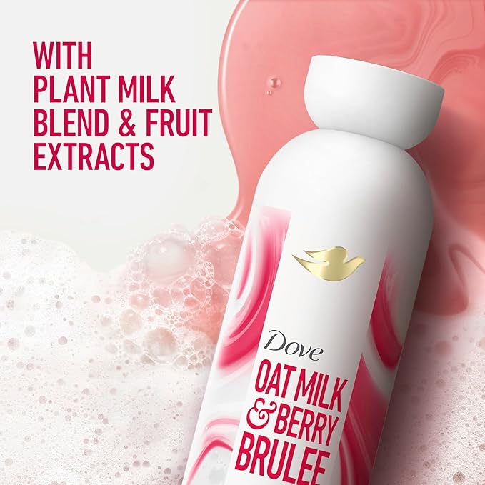 Dove Plant Milk Cleansing Body Wash - Choose Your Scent (Oat Milk & Berry Brulee, Almond Milk & Green Apple, Coconut Milk & Sugar Lychee, Turmeric & Lemon), 17.5 fl oz