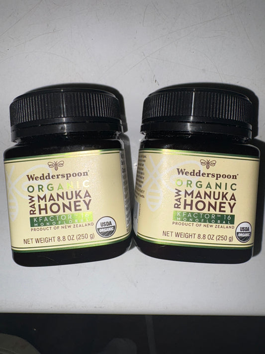 Wedderspoon Organic Raw Manuka Honey 2-Pack (KFactor 16, 8.8 oz each)