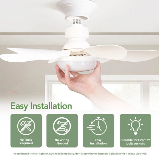 20'' Ceiling Fan with Light 40W Fan Light with Remote APP Control Adjustable