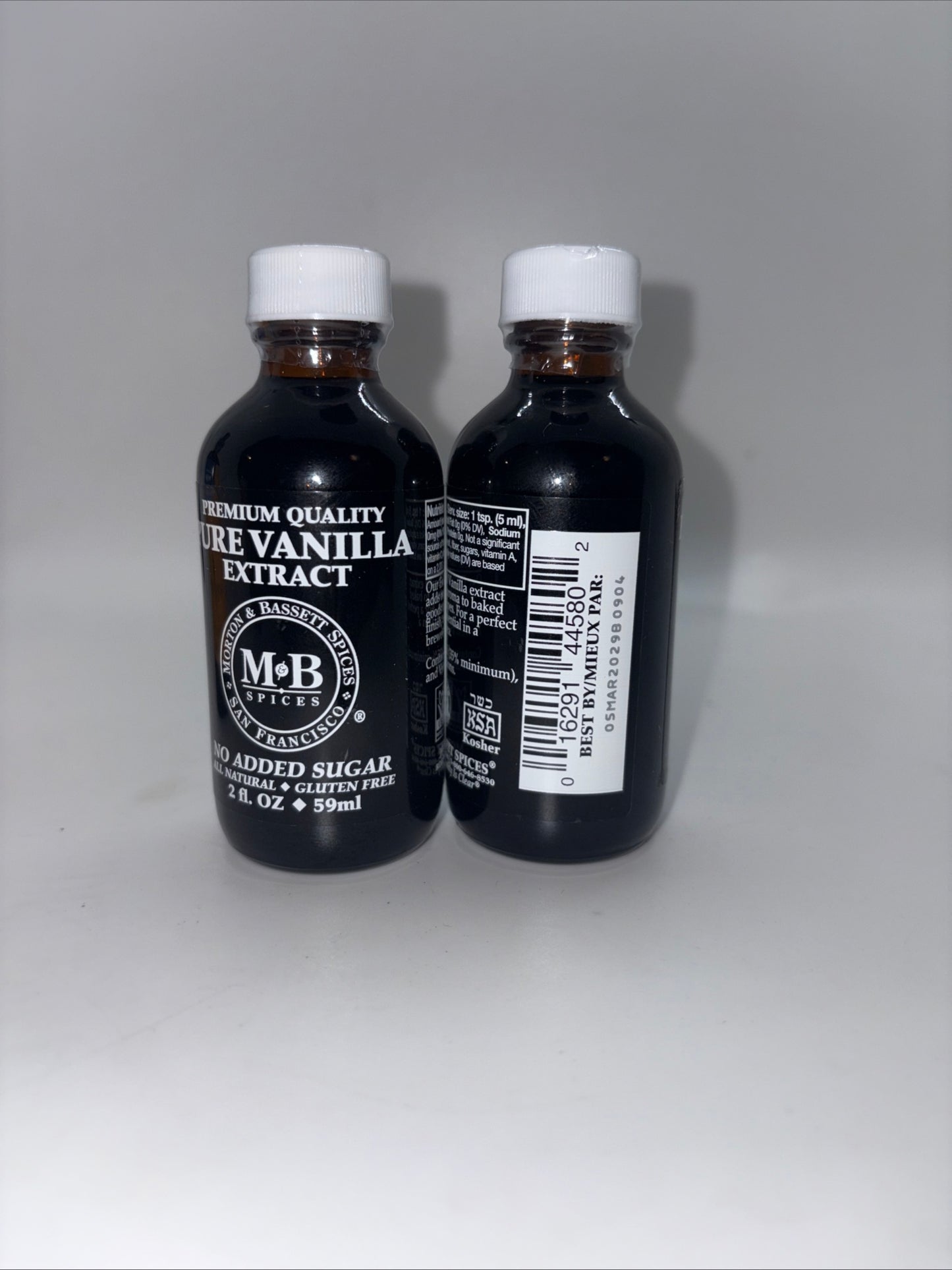 Morton & Bassett Pure Vanilla Extract - 2 oz Bottle (Lot of 2, Exp 05/29)