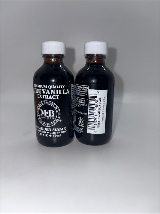 Morton & Bassett Pure Vanilla Extract - 2 oz Bottle (Lot of 2, Exp 05/29)