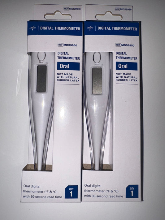 Medline Digital Oral Thermometer 2-Pack - 30-Second Read Time